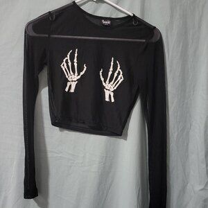 Black Skull Crop Top